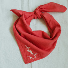 Load image into Gallery viewer, Hand embroidered organic cotton bandana - Howdy