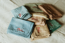 Load image into Gallery viewer, Hand embroidered plant dyed organic cotton bandana - Oui bandanas