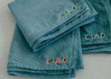 Load image into Gallery viewer, Hand embroidered organic cotton bandana - CIAO