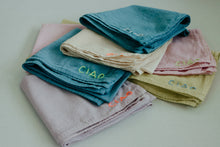 Load image into Gallery viewer, Hand embroidered organic cotton bandana - CIAO