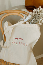 Load image into Gallery viewer, Hand embroidered, plant dyed tote bag