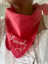 Load image into Gallery viewer, Hand embroidered organic cotton bandana - Howdy