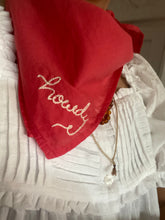 Load image into Gallery viewer, Hand embroidered organic cotton bandana - Howdy