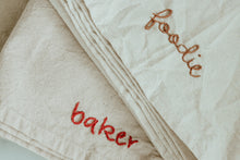Load image into Gallery viewer, Hand embroidered Hand dyed Organic cotton Kitchen Towel