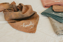 Load image into Gallery viewer, Hand embroidered organic cotton bandana - Howdy