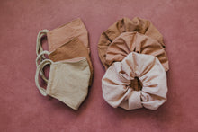 Load image into Gallery viewer, Plastic Free Cotton Scrunchy & Naturally Dyed Cotton Mask Set