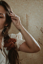 Load image into Gallery viewer, Plant dyed silk organza bow and Scrunchy