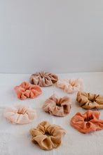 Load image into Gallery viewer, Plant Dyed Silk Scrunchies - Eco friendly gift: plastic free ties