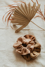 Load image into Gallery viewer, Plastic free Plant dyed Raw silk scrunchies