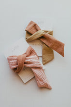 Load image into Gallery viewer, Plant Dyed Hair tie in Organic cotton - waffle cracked cotton gauze