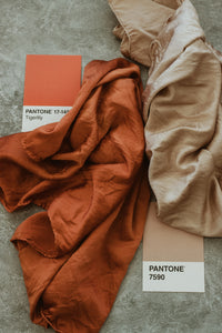 Naturally dyed charmeuse silk scarf