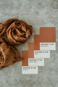 Naturally dyed charmeuse silk scarf