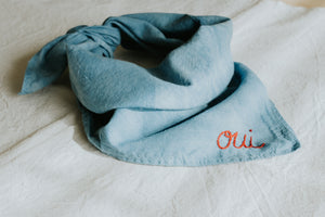 Hand embroidered plant dyed organic cotton bandana - Oui bandanas