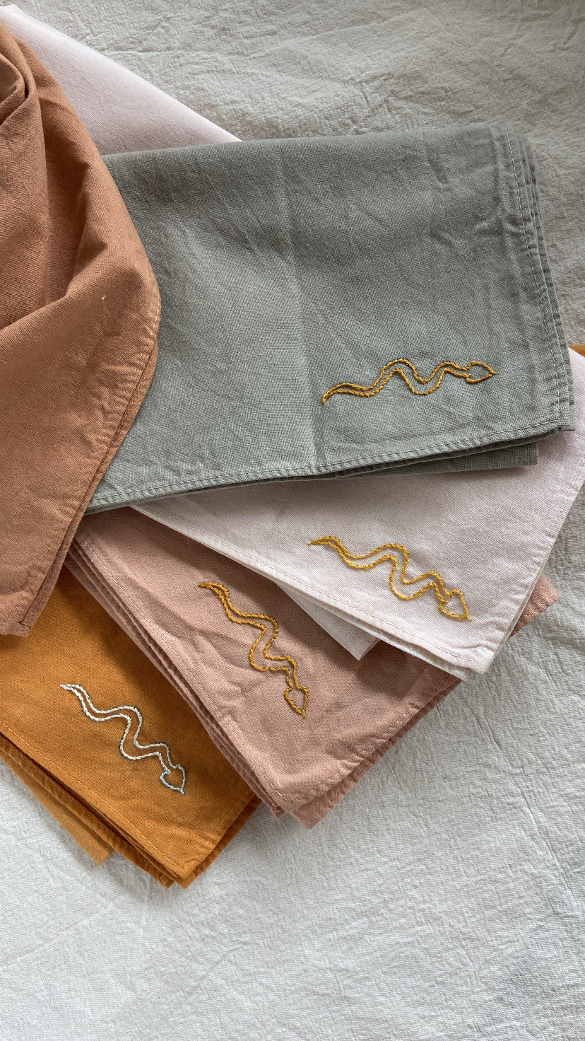 Hand embroidered DESIERTO bandana -  Plant dyed cotton bandana