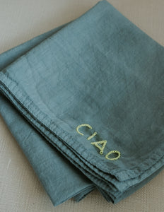 Hand embroidered organic cotton bandana -  CIAO