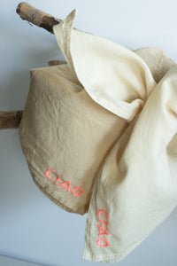 Hand embroidered organic cotton bandana -  CIAO