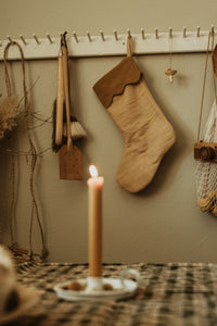 retro Christmas sock- Hand embroidered Personalized Handmade Christmas stocking