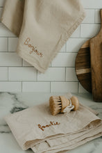 Load image into Gallery viewer, Hand embroidered Hand dyed Organic cotton Kitchen Towel 
