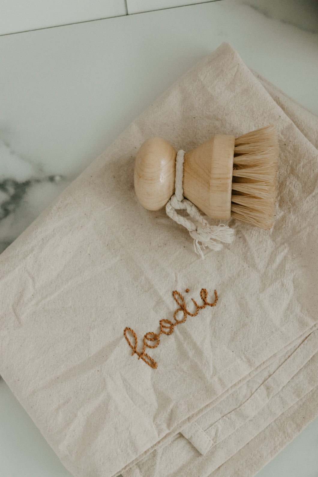 Hand embroidered Hand dyed Organic cotton Kitchen Towel 