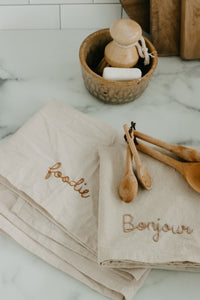Hand embroidered Hand dyed Organic cotton Kitchen Towel 