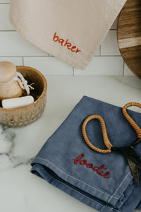 Hand embroidered Hand dyed Organic cotton Kitchen Towel 