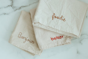 Hand embroidered Hand dyed Organic cotton Kitchen Towel 