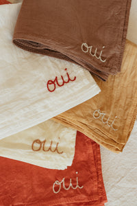 Hand embroidered plant dyed organic cotton bandana - Oui bandanas