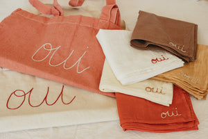 Hand embroidered plant dyed organic cotton bandana - Oui bandanas