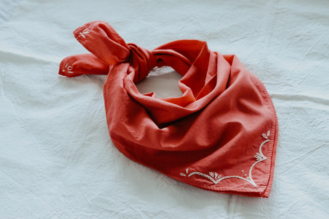 Hand embroidered Rodeo bandana -  Hand dyed bandanas