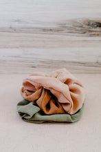 Load image into Gallery viewer, Plant Dyed Silk Scrunchies - Eco friendly gift: plastic free ties
