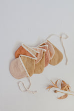 Load image into Gallery viewer, Naturally dyed rounded Bunting flags - Earthy, gender neutral flags
