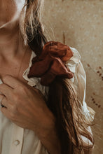 Load image into Gallery viewer, Plant dyed silk organza bow and Scrunchy
