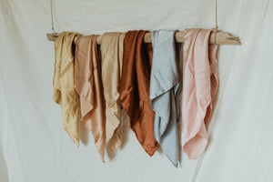 Naturally dyed charmeuse silk scarf