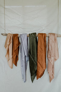 Naturally dyed charmeuse silk scarf