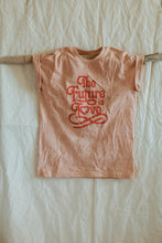 Load image into Gallery viewer, Naturally dyed cotton T shirt - the Future is Love graphic T shirt YOUTH-KIDS
