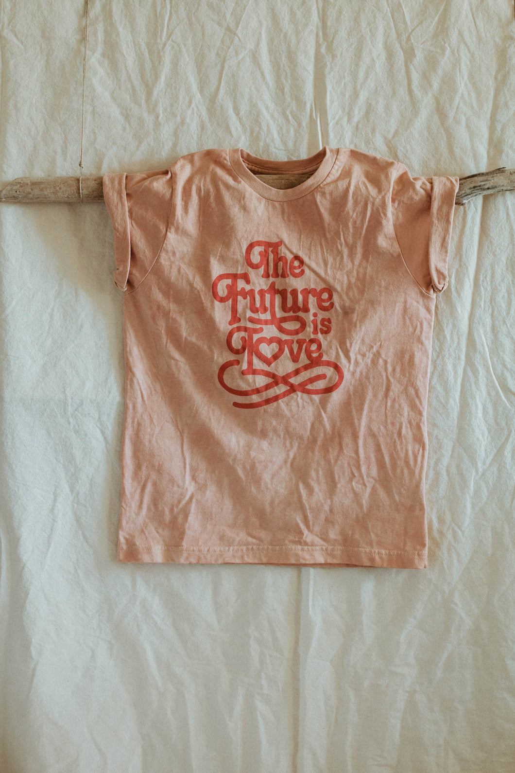 Naturally dyed cotton T shirt - the Future is Love graphic T shirt YOUTH-KIDS