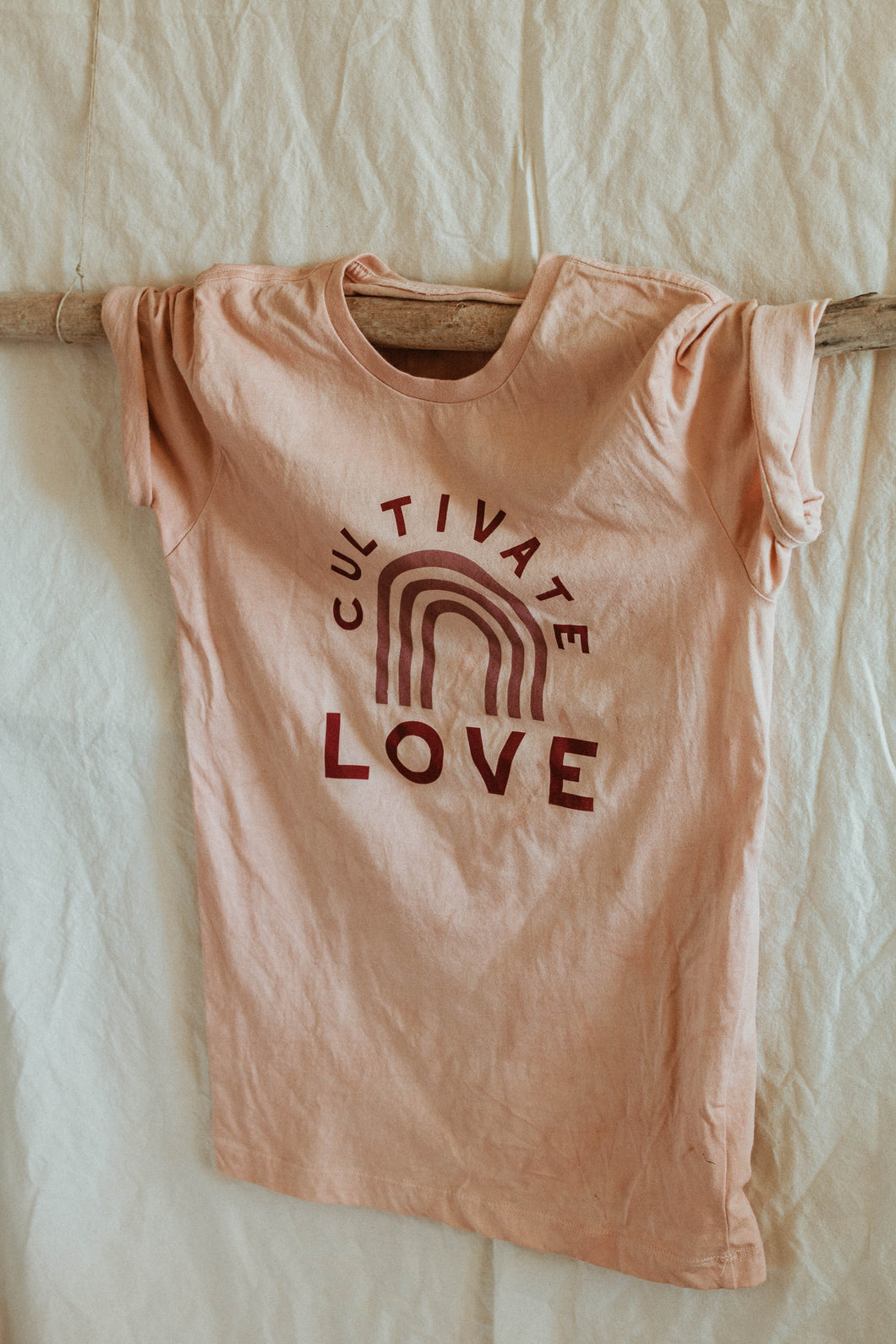 Naturally dyed cotton T shirt - Cultivate Love Graphic T shirt Adult