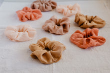 Load image into Gallery viewer, Plant Dyed Silk Scrunchies - Eco friendly gift: plastic free ties
