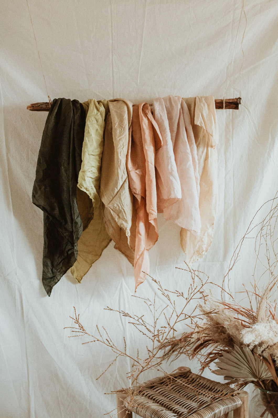 Hand Dyed 100% Silk Scarves Neutral Earthy tones