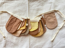 Load image into Gallery viewer, Naturally dyed rounded Bunting flags - Earthy, gender neutral flags
