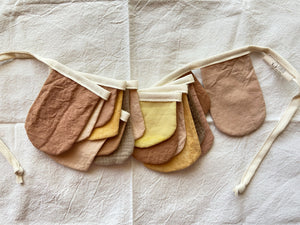 Naturally dyed rounded Bunting flags - Earthy, gender neutral flags