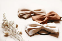 Load image into Gallery viewer, Organic Linen Bows, Neutral and Naturally Dyed
