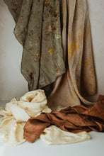 Load image into Gallery viewer, Bundle Dyed Silk scarves - Eco printed with natural dyes
