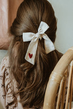 Load image into Gallery viewer, Organic gauze, plant dyed embroidered hair tie
