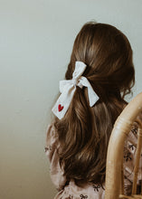 Load image into Gallery viewer, Organic gauze, plant dyed embroidered hair tie
