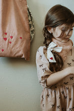 Load image into Gallery viewer, Organic gauze, plant dyed embroidered hair tie
