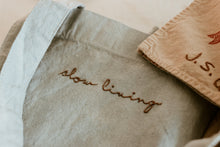 Load image into Gallery viewer, Hand embroidered, plant dyed tote bag
