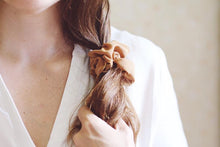 Load image into Gallery viewer, Plant Dyed Silk Scrunchies - Eco friendly gift: plastic free ties
